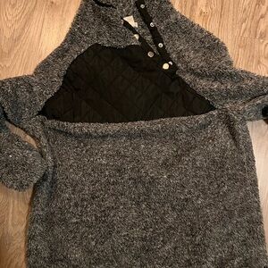 Main Strip Charcoal Button-Up Women's Sweater